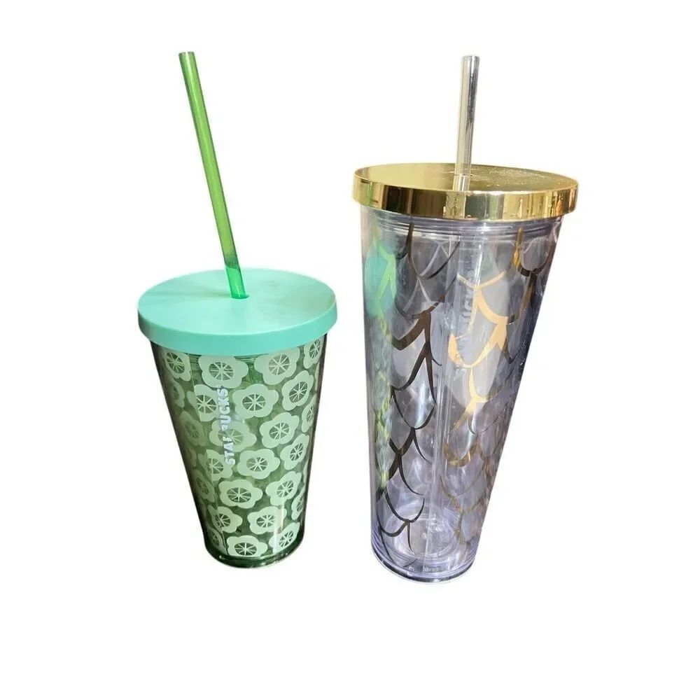 Starbucks Tumbler lot of 2 Plastic Tumblers with Lids